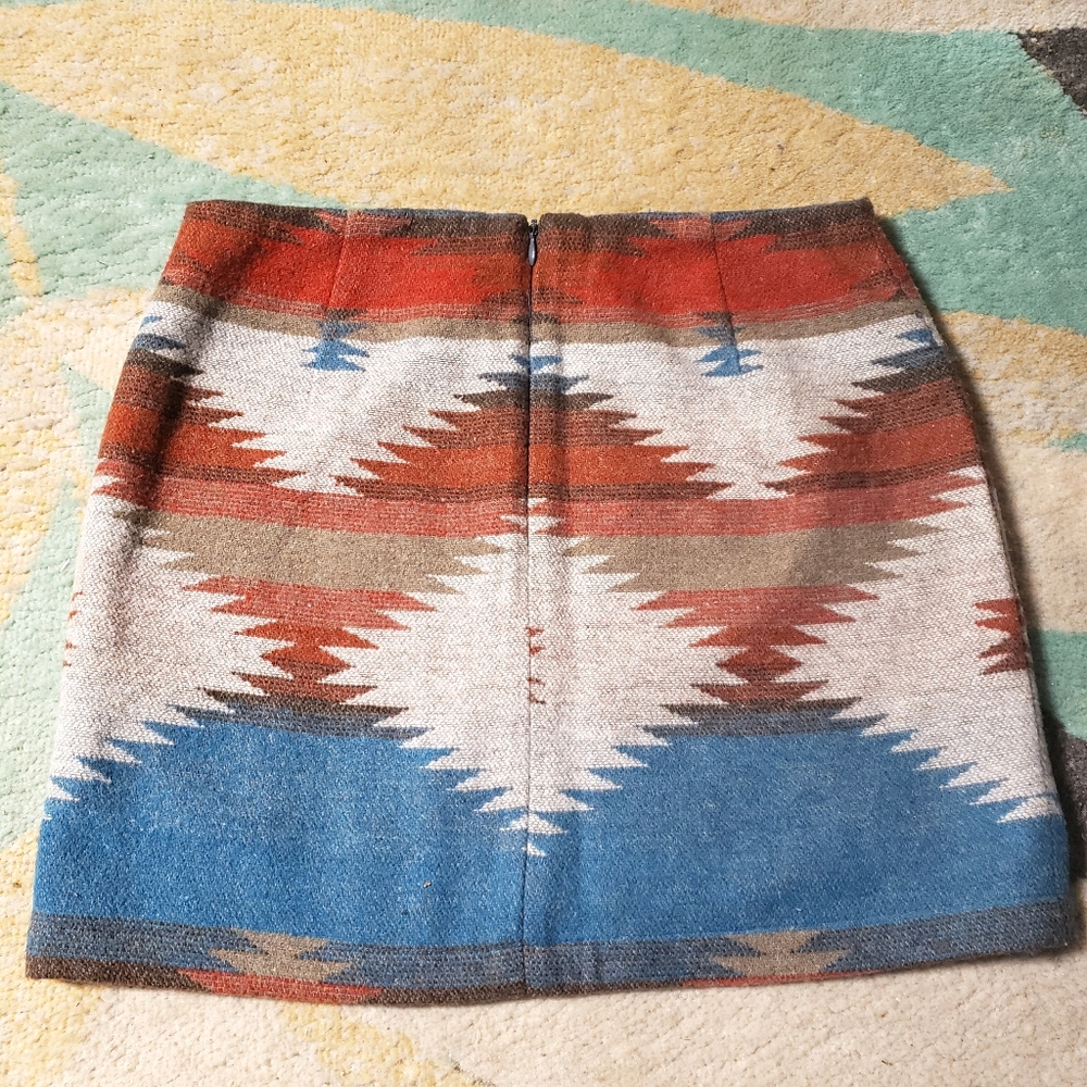 Western print mid length mini skirt